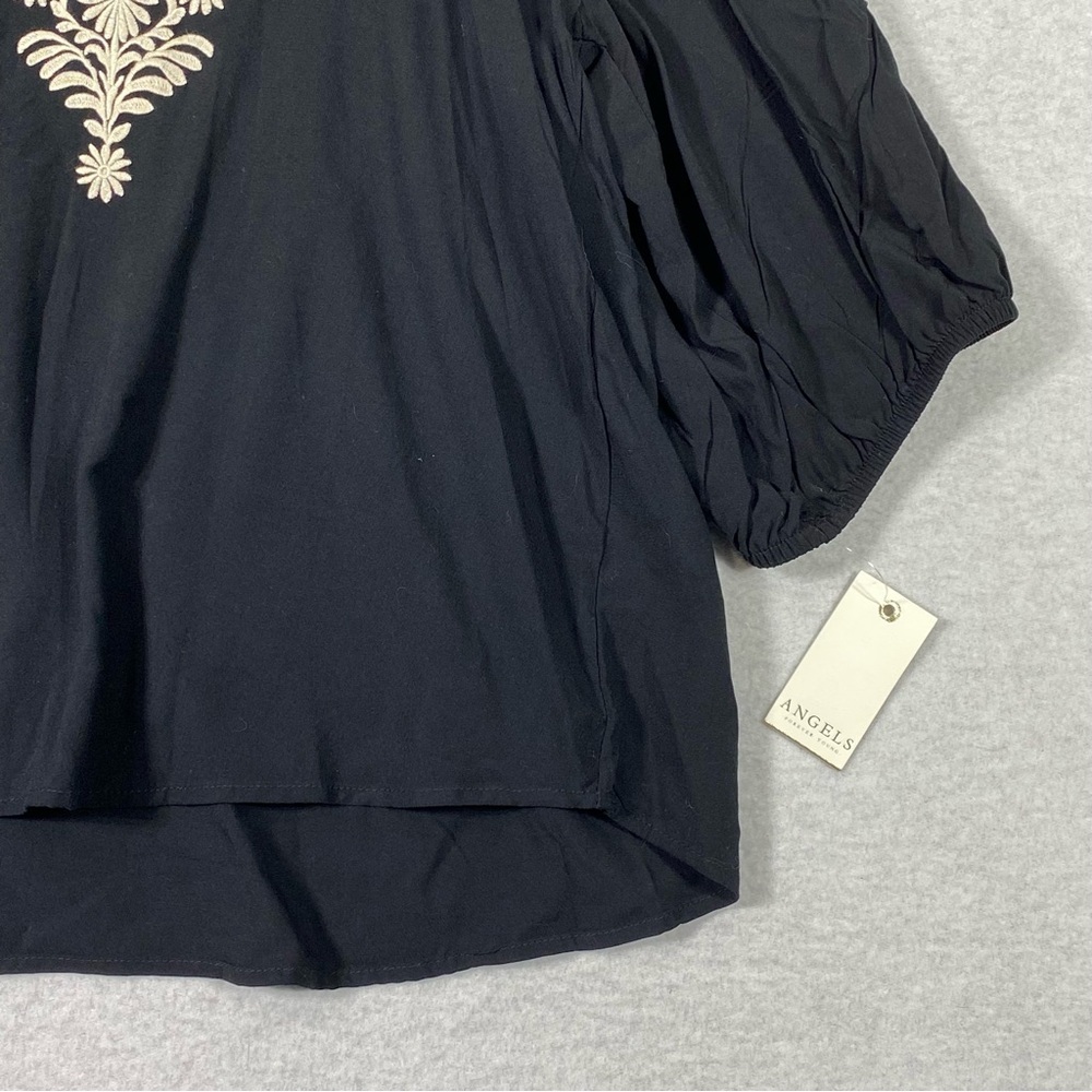 Angels Western Floral Blouse Women's 3X Black White Embroidered 3/4 Sleeve NWT - Picture 7 of 13